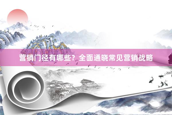 营销门径有哪些？全面通晓常见营销战略